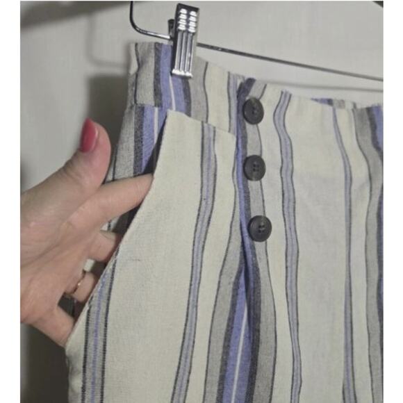 Cisono Linen Striped Nautical Wide Leg Pants Beach Coastal Vacation Yacht Medium - Picture 4 of 5